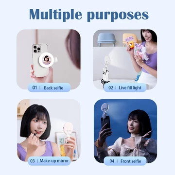 Selfie Ring Light 9 Levels Mirror Clip Dengan 3 Suhu Warna