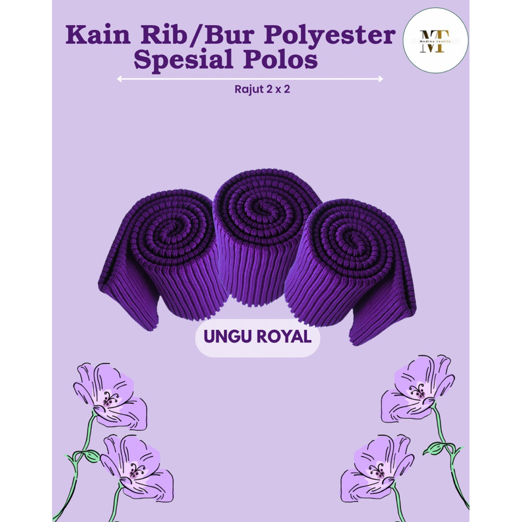 Jual Kain Rib/Bur 2x2 Polyester spesial ungu royal cocok untuk Jaket ...