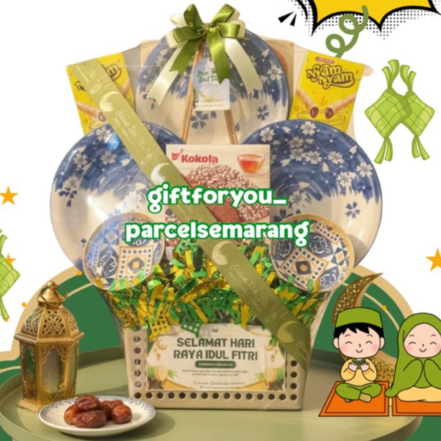 Ready instan piring keramik parcel lebaran parsel idul fitri tinggi hampers