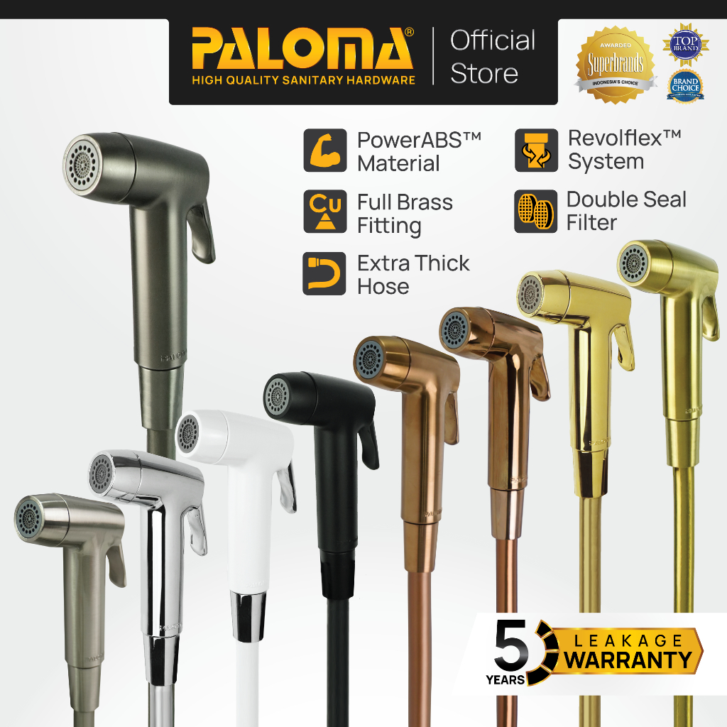 PALOMA Toilet Shower Jet Washer Jet Shower Bidet Spray Semprotan Cebok Bilas Kloset Closet WC ABS Chrome Krom White Putih Black Hitam Gold Emas Gunmetal Grey Abu TSP 3101 3102 3103 3104 3105 3106 3107 3108 3109