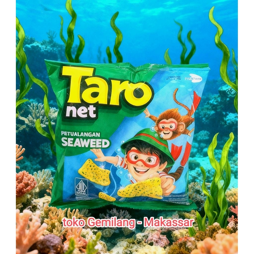 Jual Taro net rasa rumput laut 62g, makanan ringan / snack rasa rumput ...