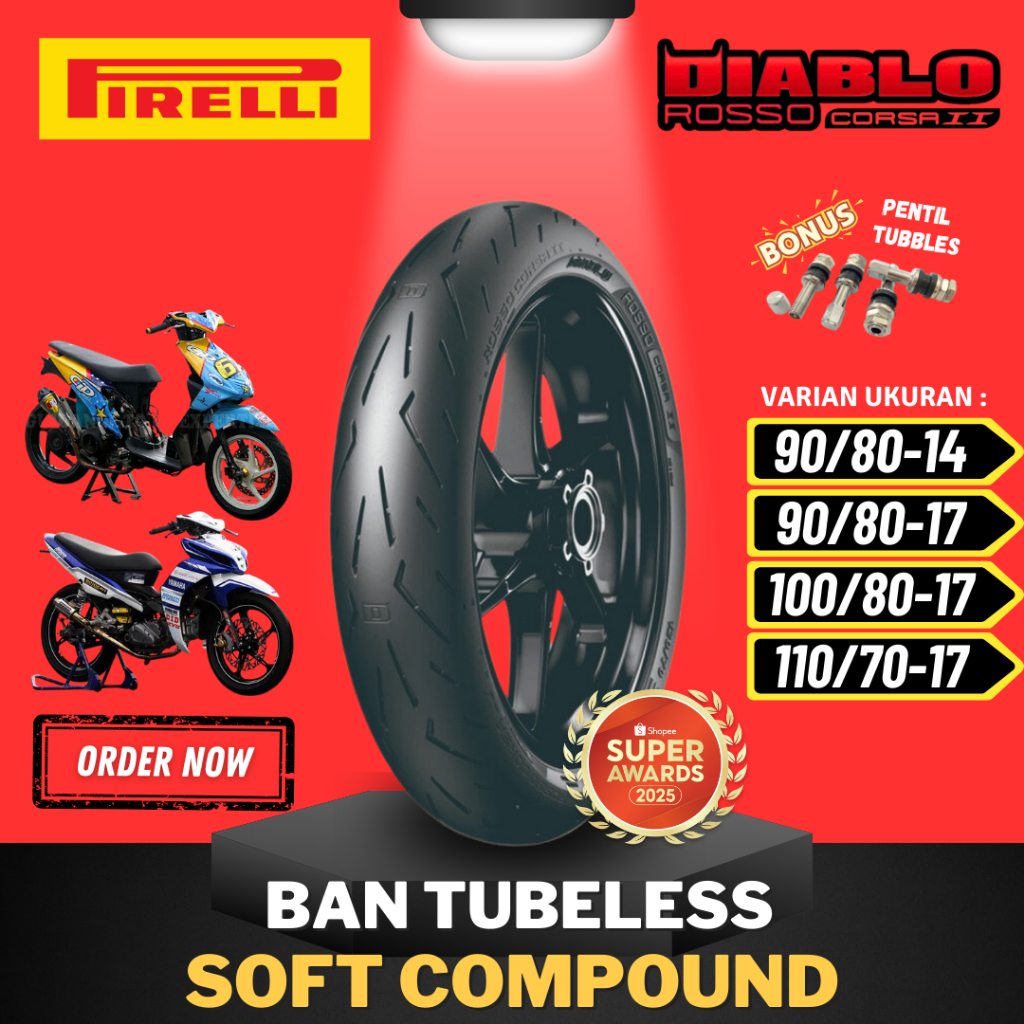 Jual [READY COD] BAN PIRELLI DIABLO ROSSO CORSA 2 ( 90/80-14 / 90/80-17 ...
