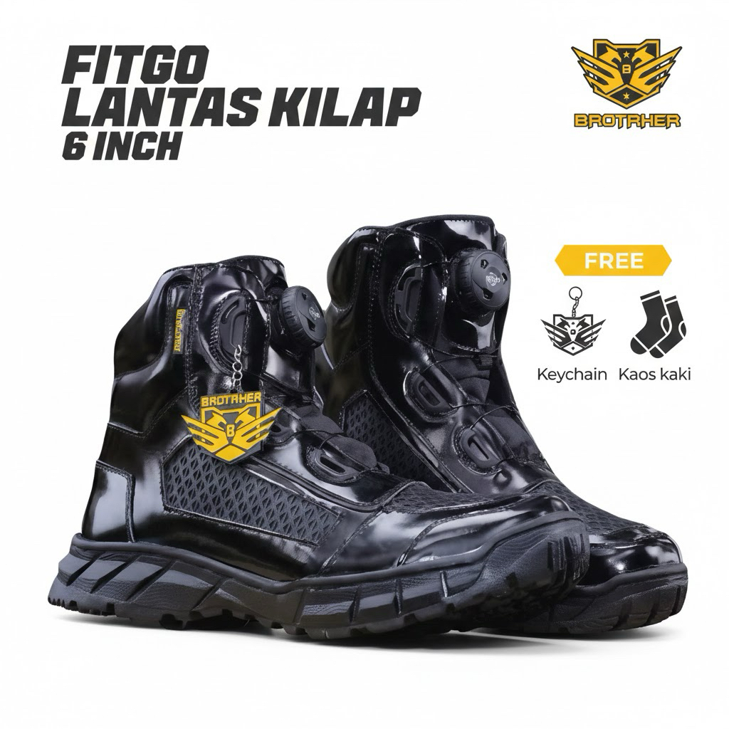 Jual BROTRHER Fitgo sepatu Lantas Kulit Kilap Sepatu Pdh 6 Inch ...