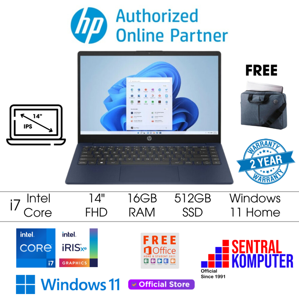 Jual HP Laptop 14 ep0018TU/ep0019TU Intel i7 1355U 16GB 512GB SSD Win11 ...