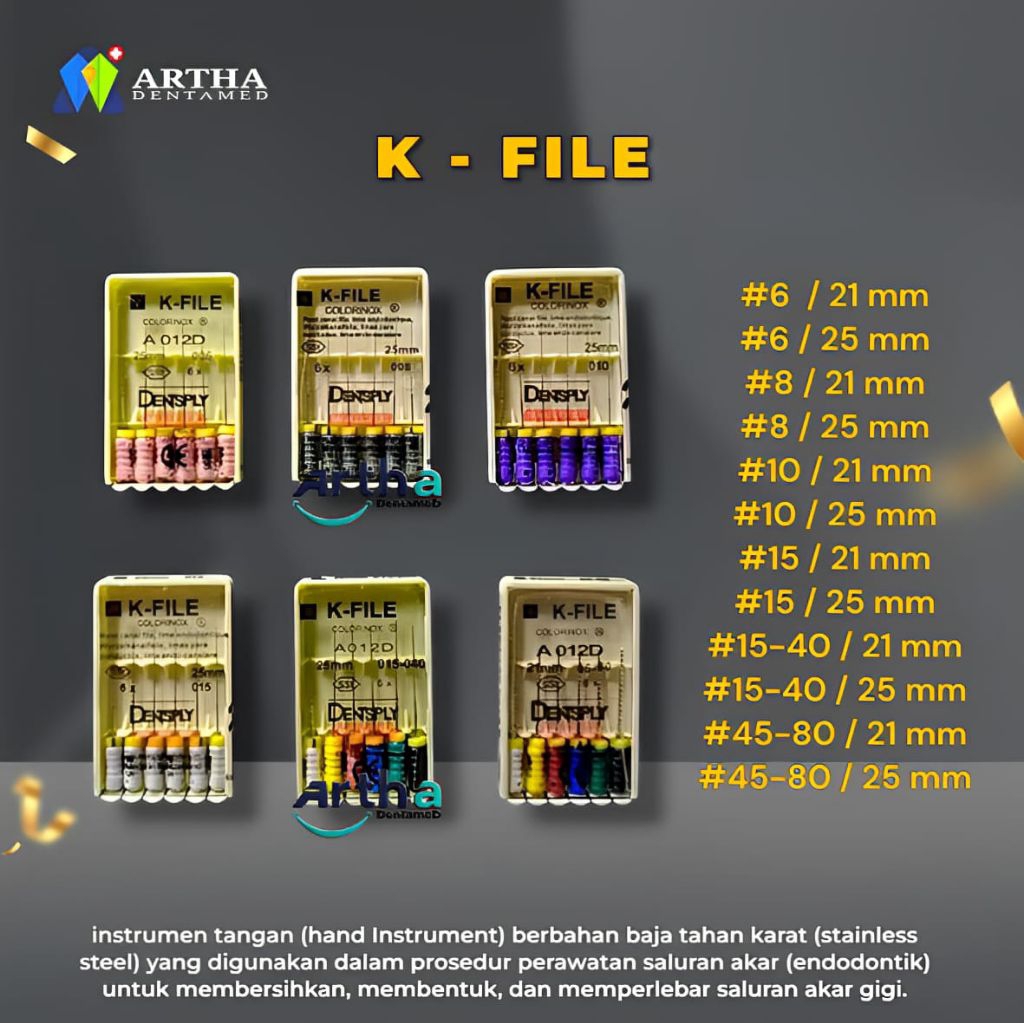 Jual K FILE / KFILE DENTAL JARUM ENDO (Dentsply) #06#08 #10 #15 #15-40 ...