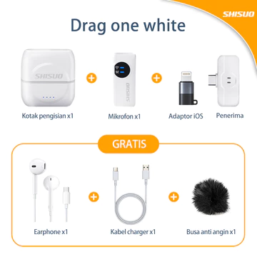 SHISU0 A5 Microphone Wireless MikrofonNirkabel Wireless Mic Clip On Dan Charging CaseLavalier