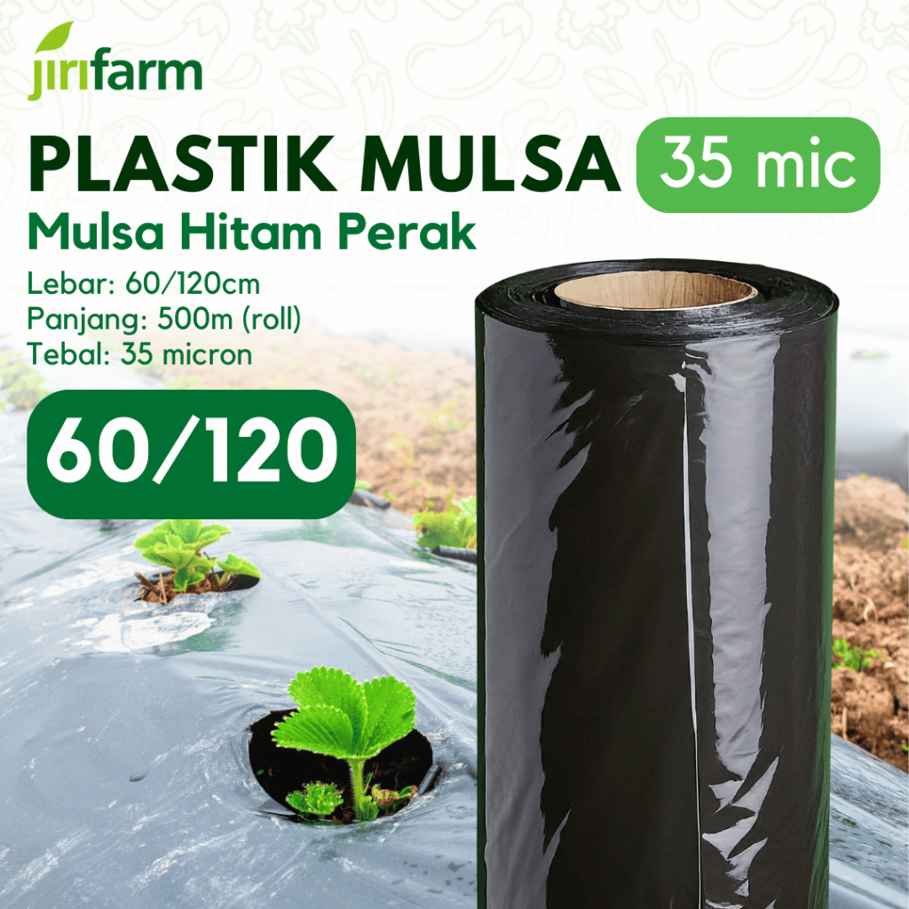 JIRIFARM - Plastik Mulsa Hitam Perak Perkebunan Lebar 120 cm Hitam Silver Eceran Per Meter