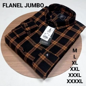 Kemeja Flanel 57 Abu M L XL XXL XXXL XXXXL Oversize Lengan Panjang