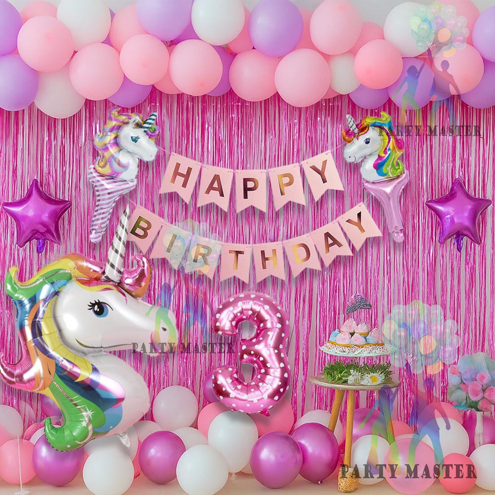 PartyMaster Balon Foil banner fancy Unicorn Set Angka