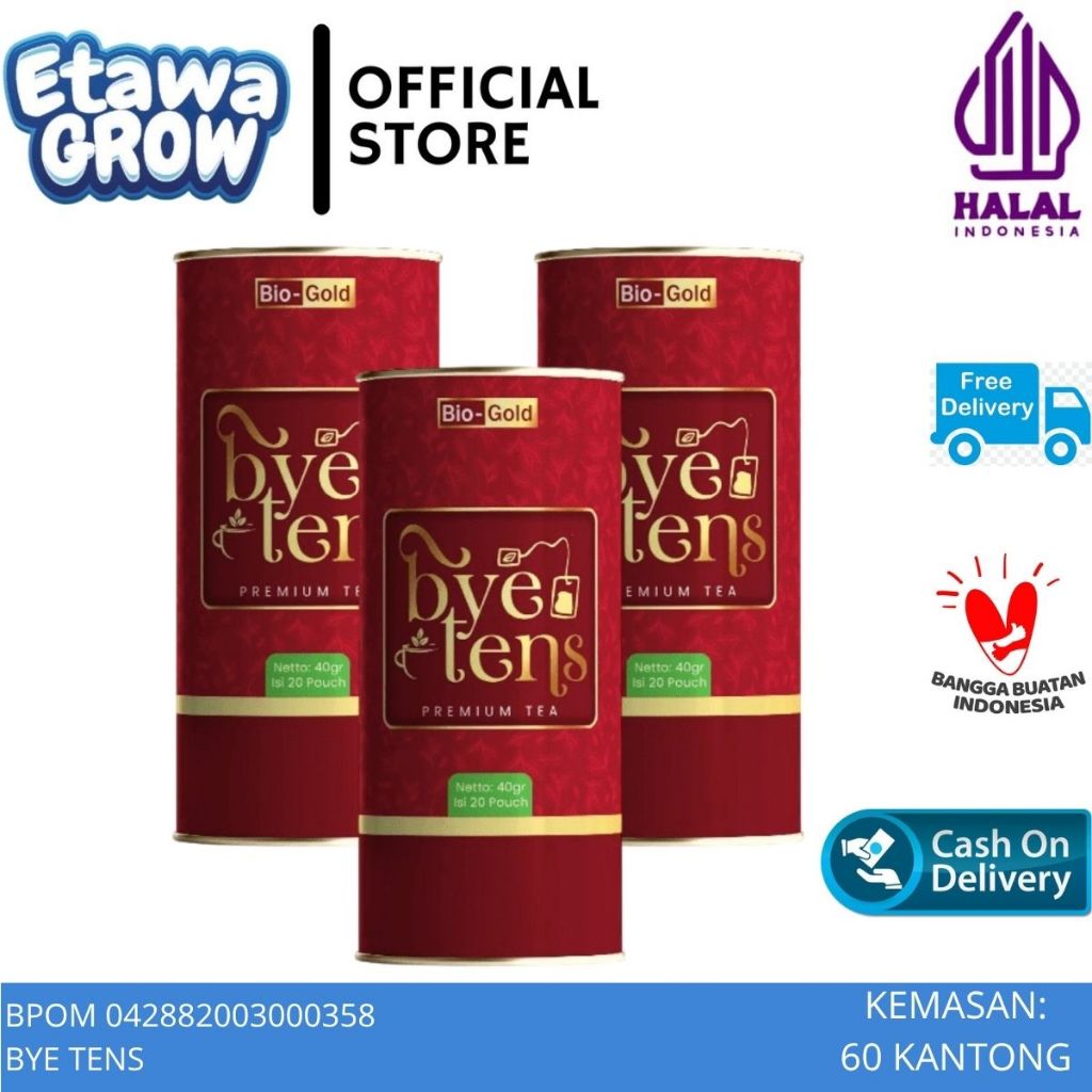 Paket Hemat 3 Kaleng Bye Tens Bio Gold / Bye Tens Bio Gold Teh Hipertensi Asli Original BPOM