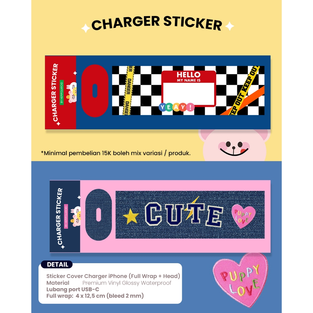 Jual Charger Sticker Cover (Full Wrap + Head) | Shopee Indonesia