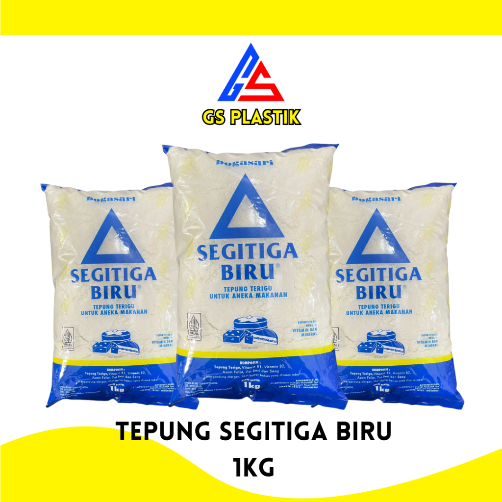 Jual Tepung Terigu Segitiga Biru 1kg – Tepung Protein Sedang | Untuk ...