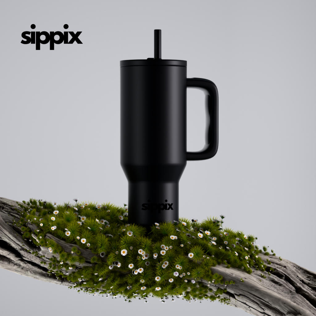 Jual SIPPIX Black Tumbler Portable Stainless 945mL Thermos Cup Vacuum ...