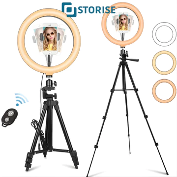 STORISE Ring Light 26cm Tripod 1 Meter 1 SET Bluetooth Lampu Ringlight Vlog Konten Make Up