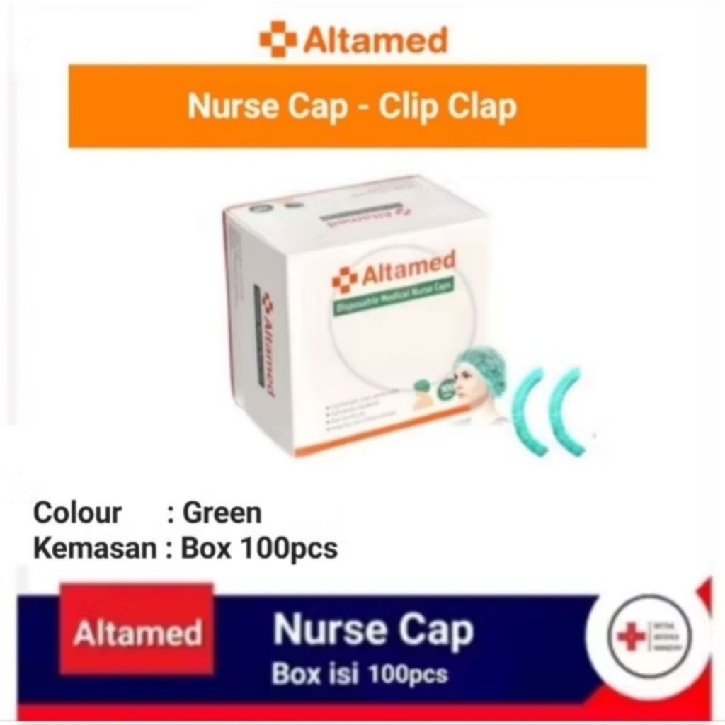 Jual Altamed Nurse Cap Clip Clap Penutup Kepala Box isi 100pcs | Shopee ...