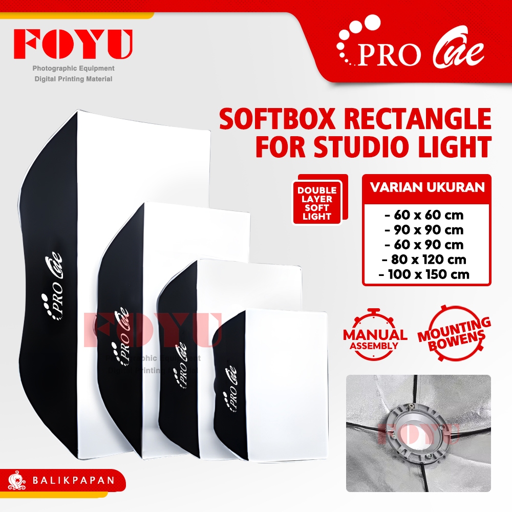 Jual Pro One Softbox Rectangle Kotak 60x60 80x80 90x90 60x90 80x120 ...