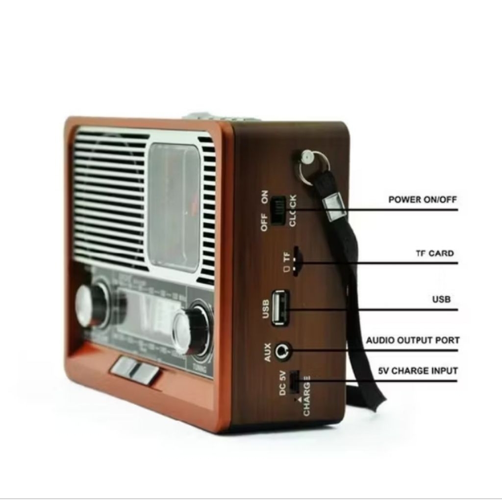 Jual fleco f-105 radio jam radio FM AM SW 1-6 radio cass dan baterai ...