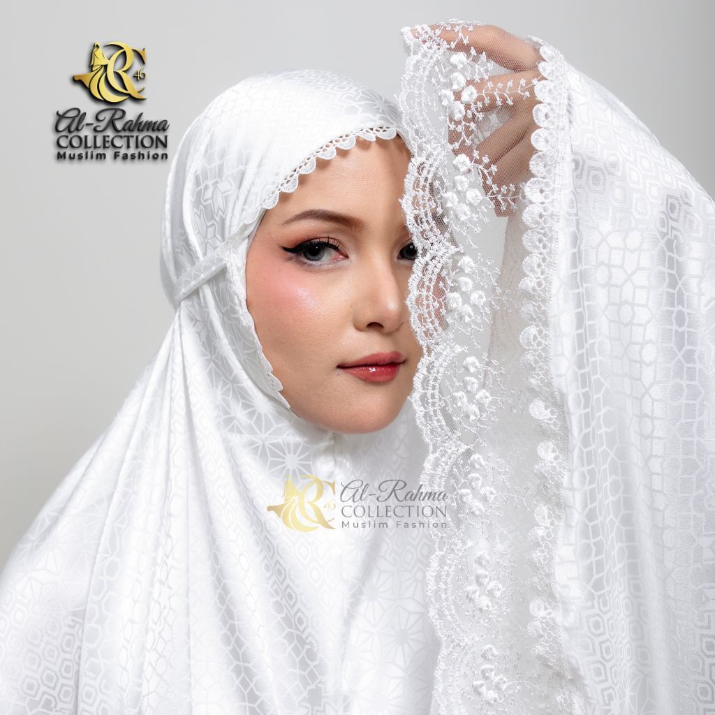 AL RAHMA - Mukena Durriya 2 in 1 Bahan Armany Silk Jacquard Motif Warna Dengan Renda Cantik Dan Mewah
