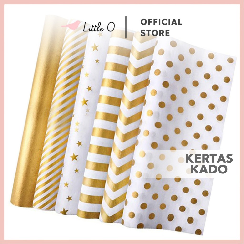 Jual LITTLE O - ISI 1PCS Kertas Kado Gold Wrapping Paper Bungkus Hadiah ...