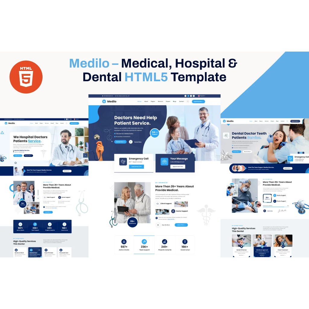 Template Website Kesehatan, Klinik, & Rumah Sakit (HTML5 + Bootstrap 5)