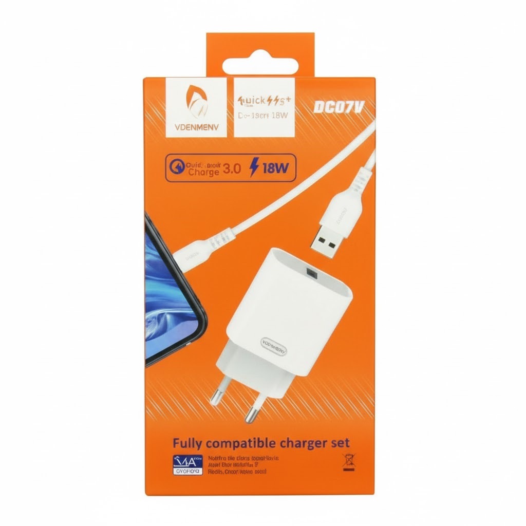 VDENMENV DC07YV -18W FAST CHARGER SET - WHITE MICRO