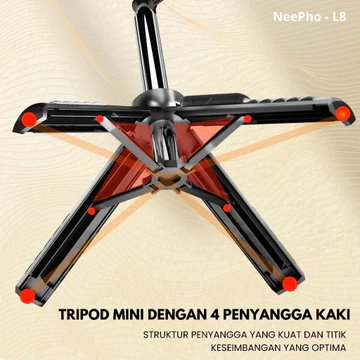 TRIPOD HandGrip NEEPHO L8S MINI Selfie Stick LED Remote Bluetooth Multifungsi For Live Streaming
