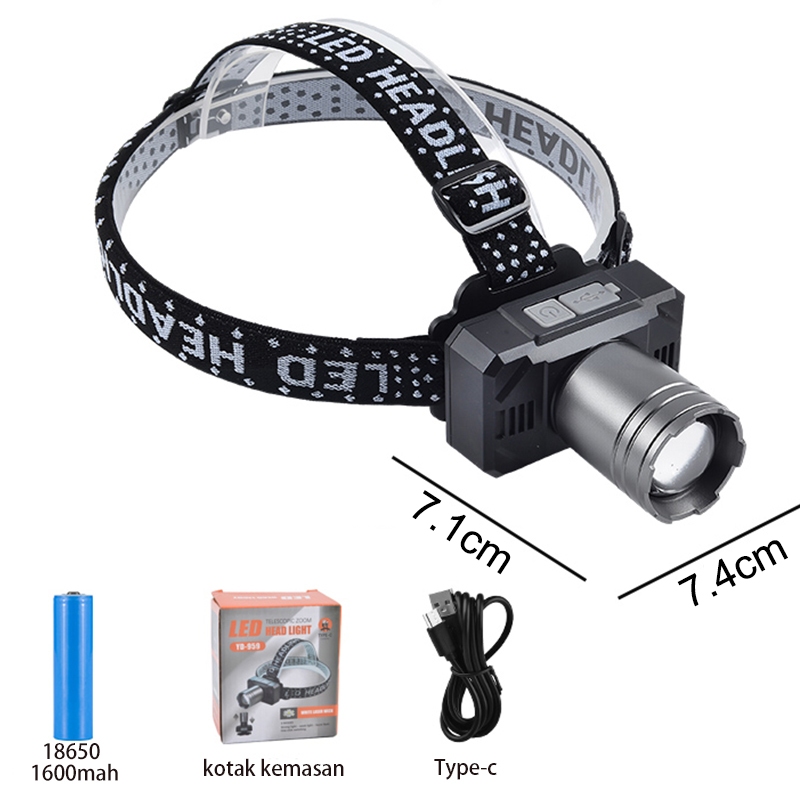 Jual Senter Kepala LED/senter lampu depan LED/Zoom Headlamp USB ...