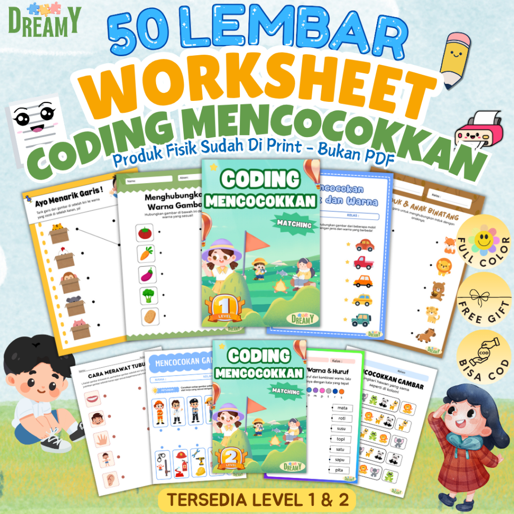 Jual WORKSHEET CODING MENCOCOKKAN ANAK MATCHING A5 ISI 50 LEMBAR FULL ...