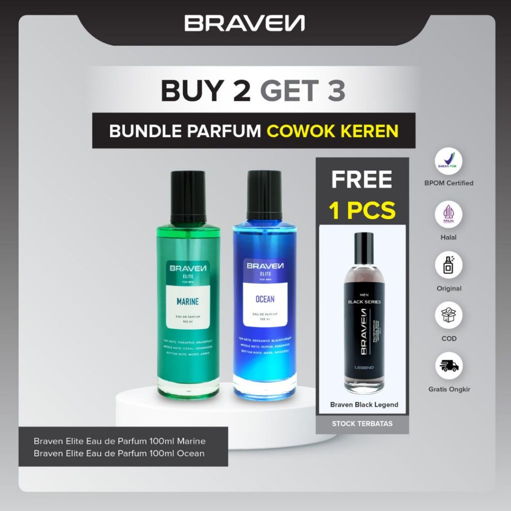 Jual [BUY 2 GET 3] Braven Bundle Parfum Cowok Keren Eau De Parfum 100 ...