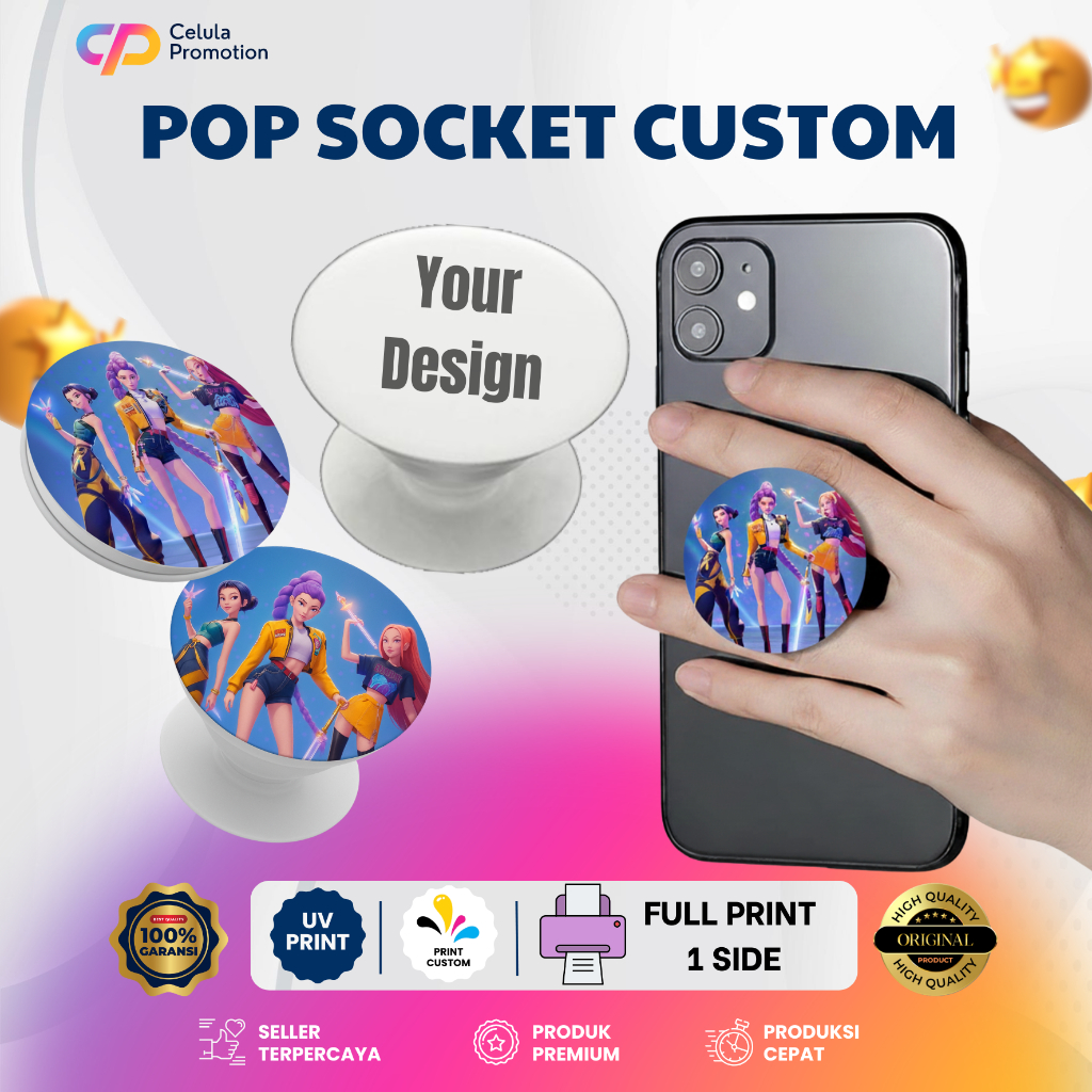 Jual Custom Pop Socket Nama Foto Logo Gambar Pop Socket HP Pop Socket ...