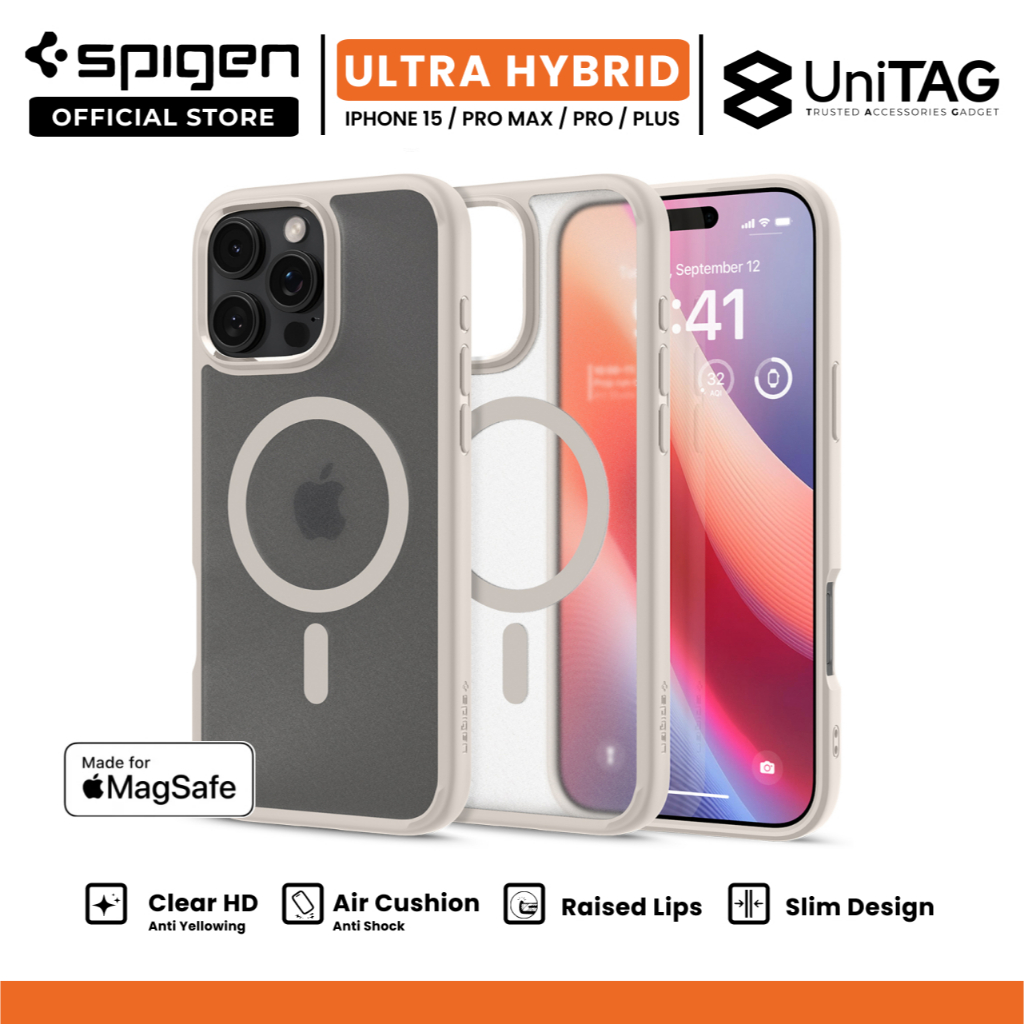 Case iPhone 15 Pro Max Plus Spigen Ultra Hybrid MagSafe Clear Casing