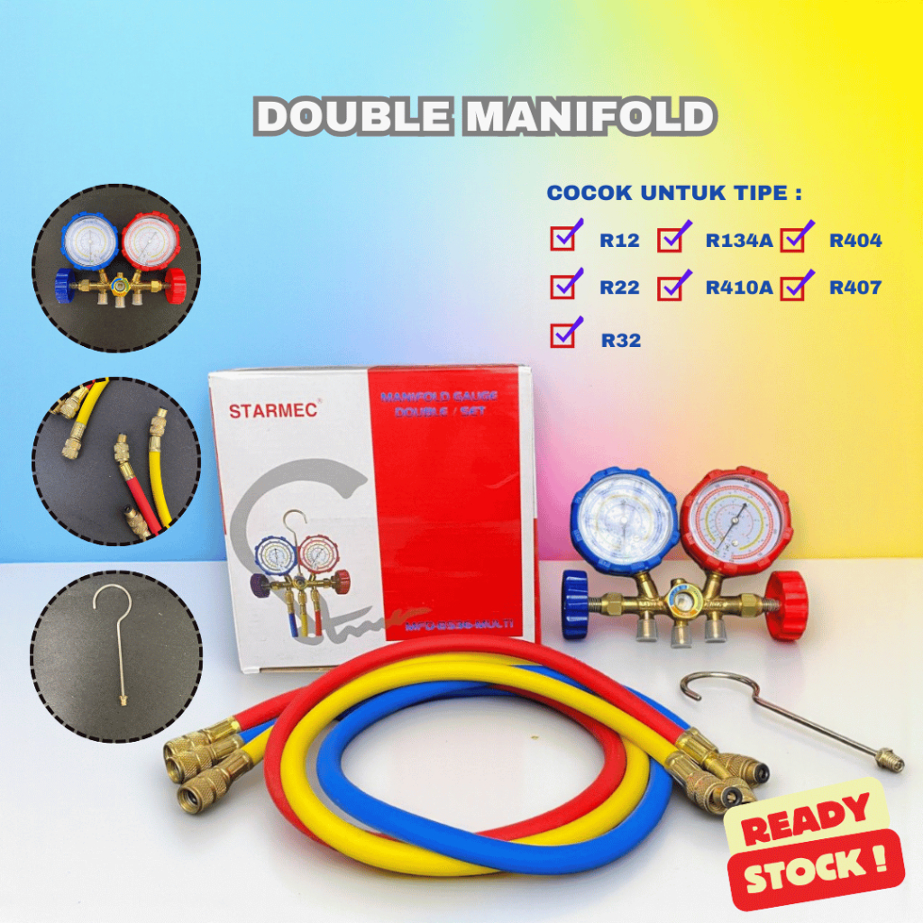 Jual MANIFOLD DOUBLE MULTI TESTING R22 ,R410 ,R32 ,R134(SELANG R22 ...