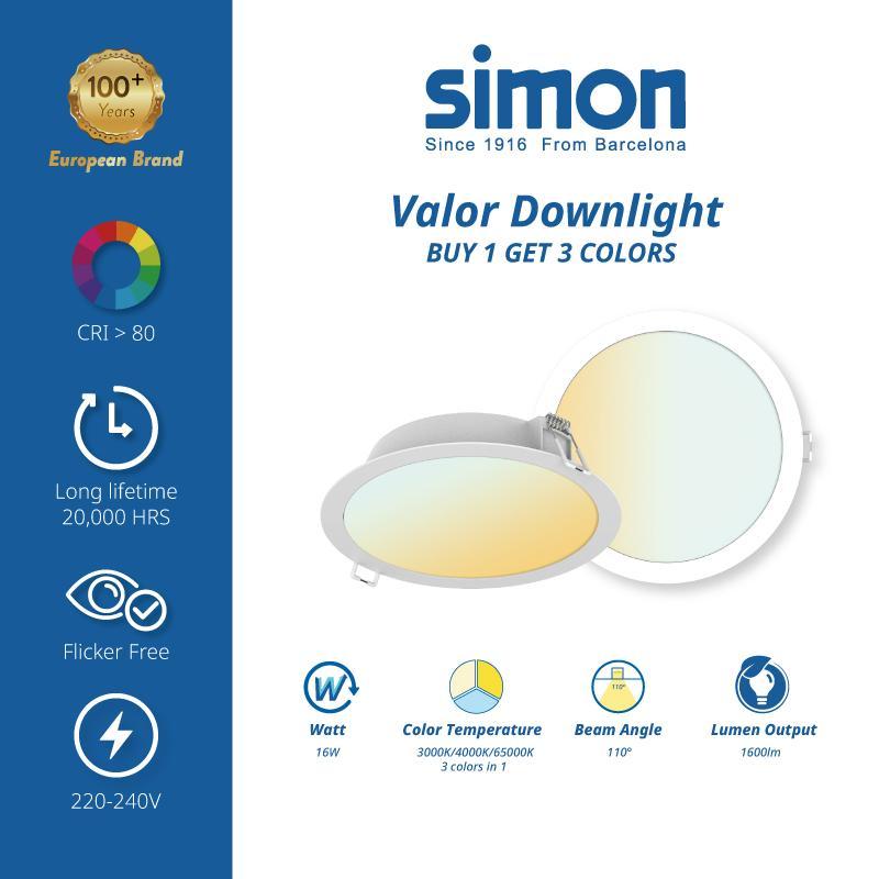 Jual Simon Lampu LED Downlight 16W 3CCT 3 in 1 3000K, 4000K, 6500K ...