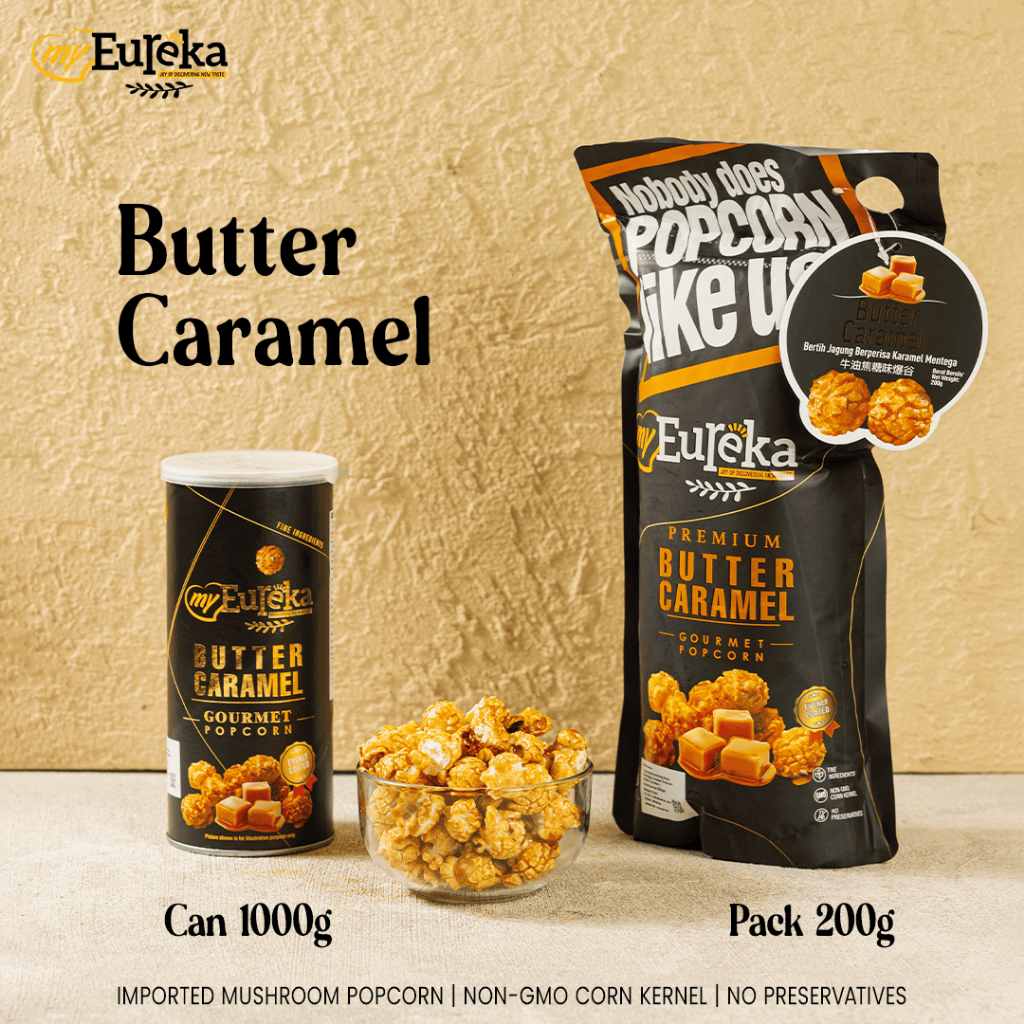 Jual Eureka Popcorn Butter Caramel Sealed Pack 200g dan Paper Can 100g ...