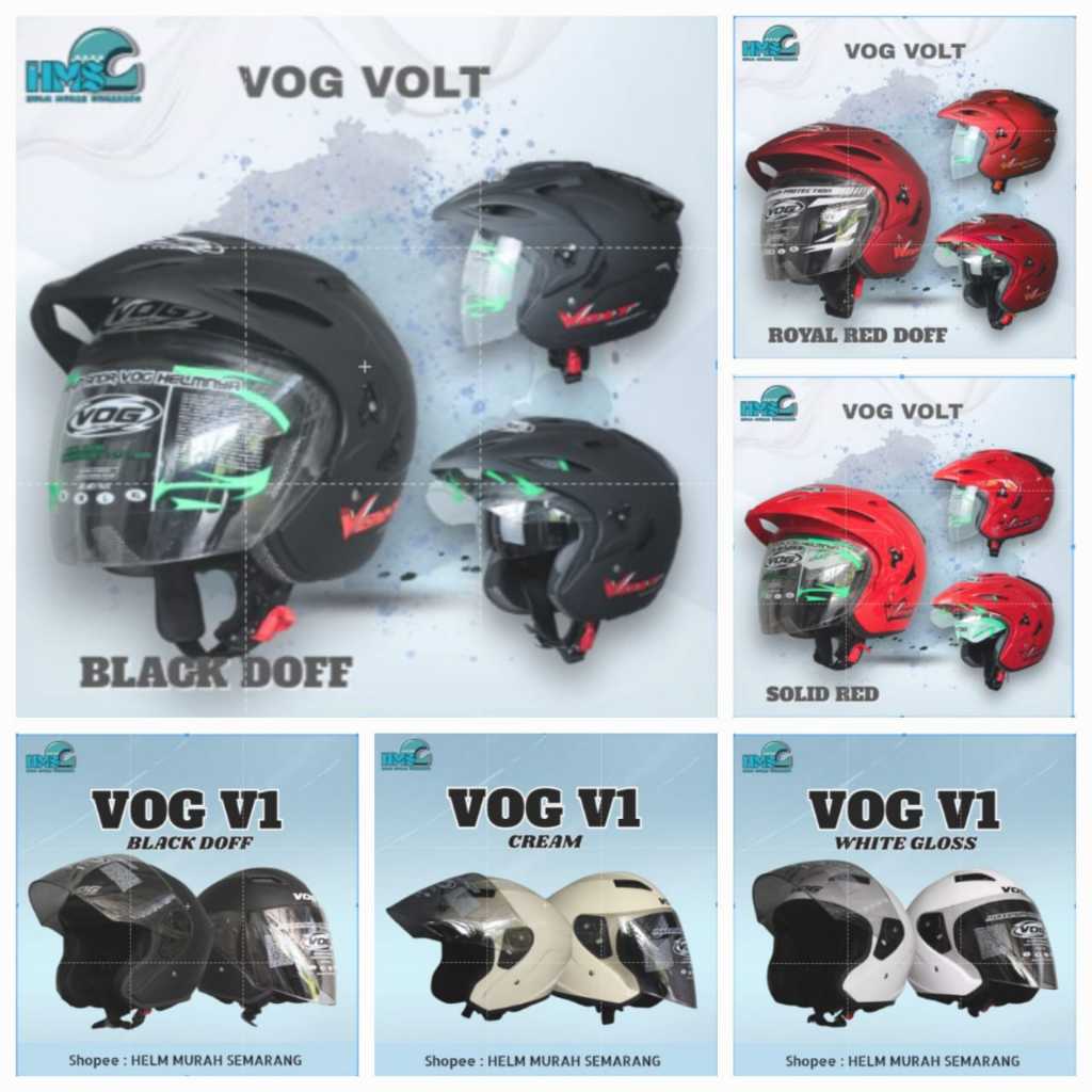 Jual HELM VOG VOLT / VOG V1 / VOG BLITZ HALF FACE WARNA TERLENGKAP ...