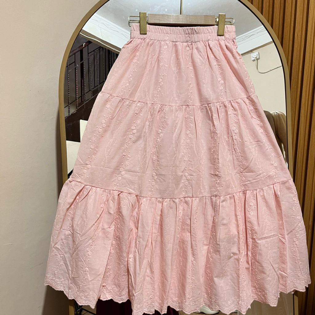 Jual Rok Import Katun Bordir | 278 | Rok Wanita Import | Shopee Indonesia