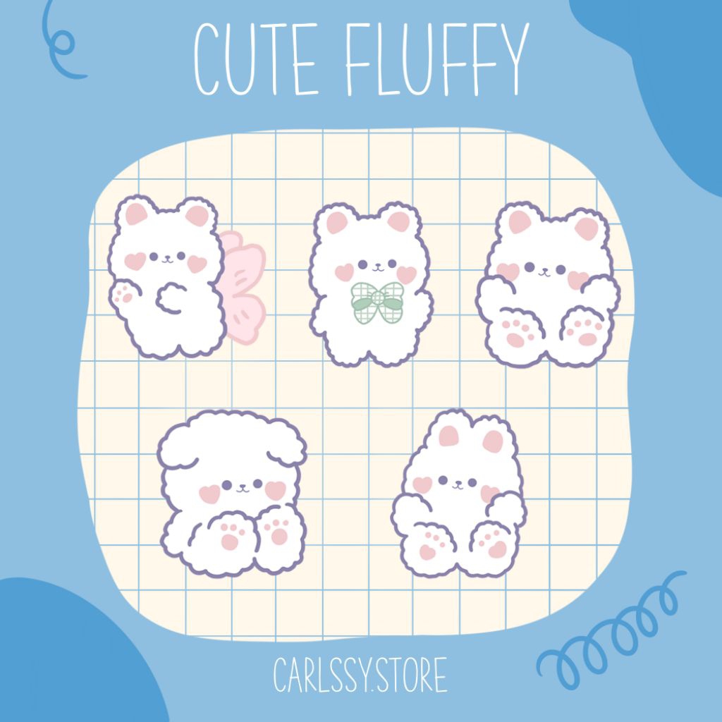 Jual Sticker Nama Custom - Cute Fluffy | Shopee Indonesia