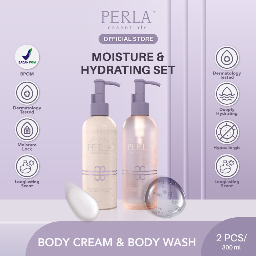 Jual PERLA Essentials Body Wash 300 ml & Body Cream 300 ml | Shopee ...