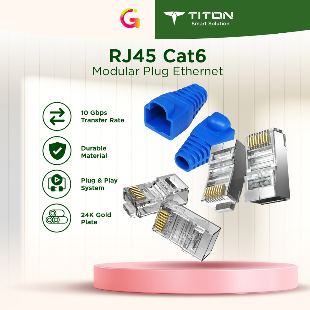 Jual TITON Kepala Kabel LAN RJ45 Cat6 Cat6A UTP FTP Modular Plug ...