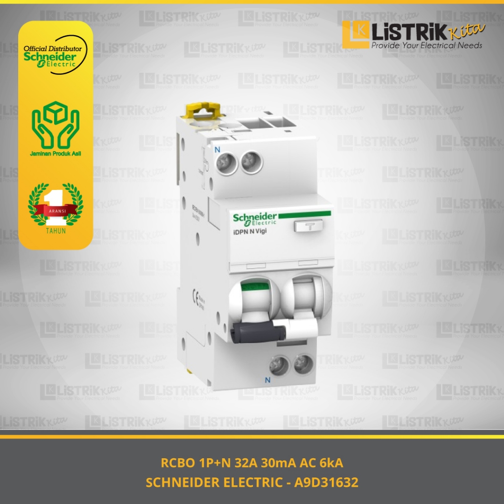 Jual RCBO SCHNEIDER ELECTRIC ACTI9 IDPN N VIGI KURVA C 1P+N 32A 30mA AC ...