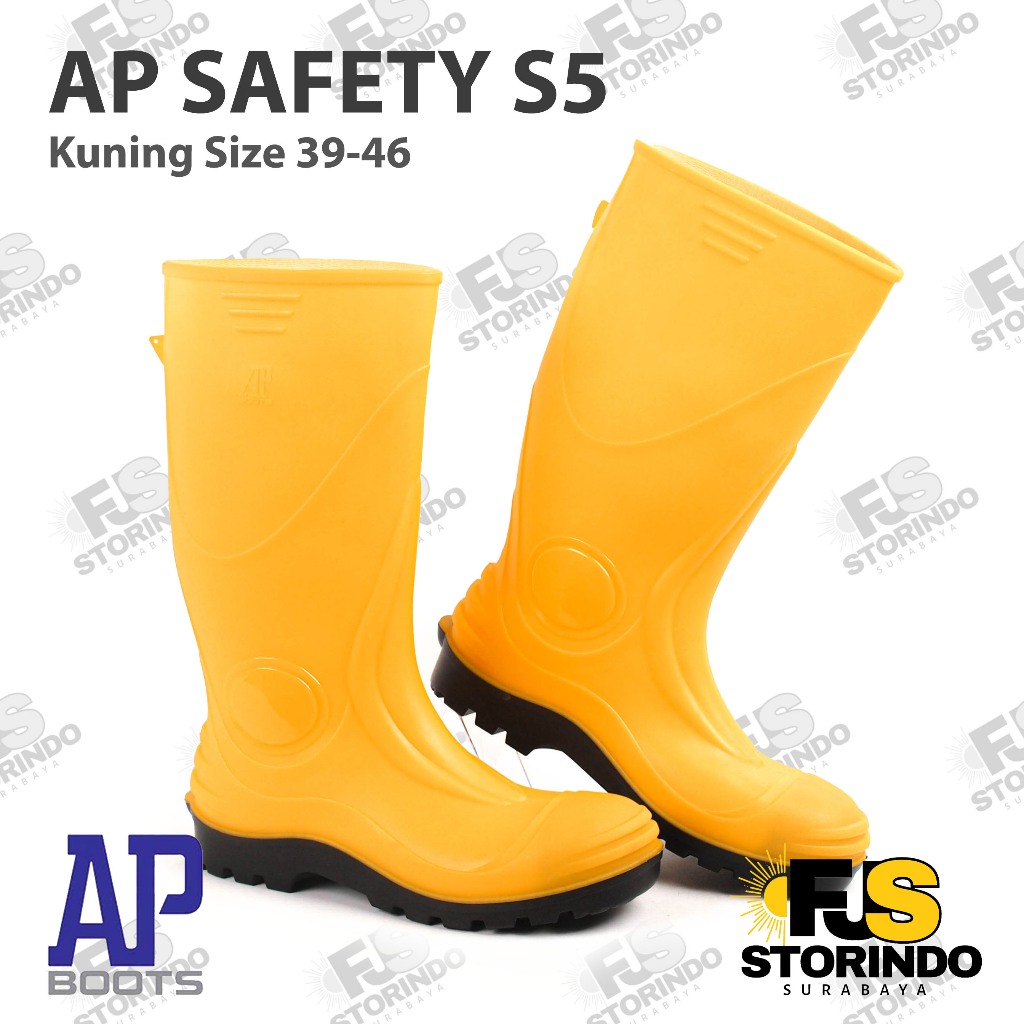 Jual Sepatu Boot Safety Tinggi AP S5 Kuning AP Boots SteelToe + MidSole ...