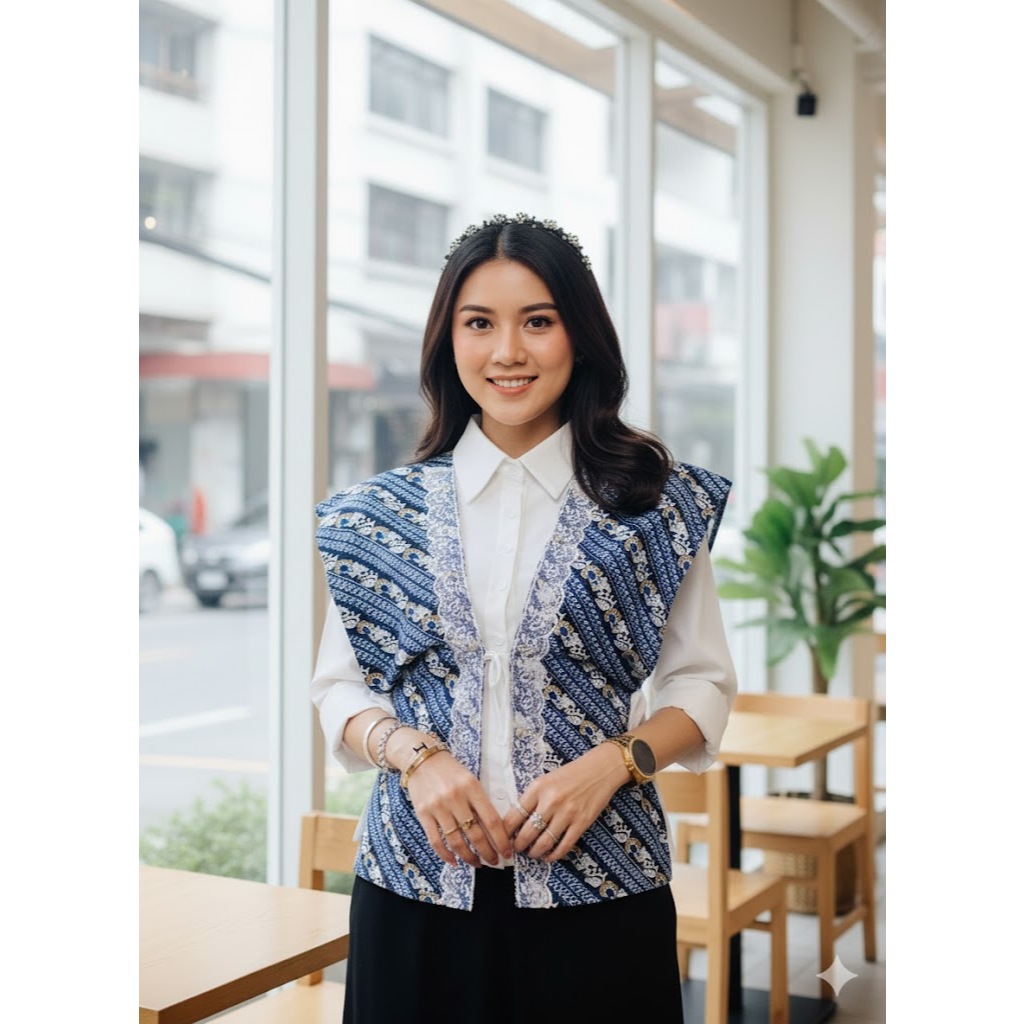 Jual Aish Klambi Outer Batik Cendana – Rompi Batik Wanita Elegan untuk ...