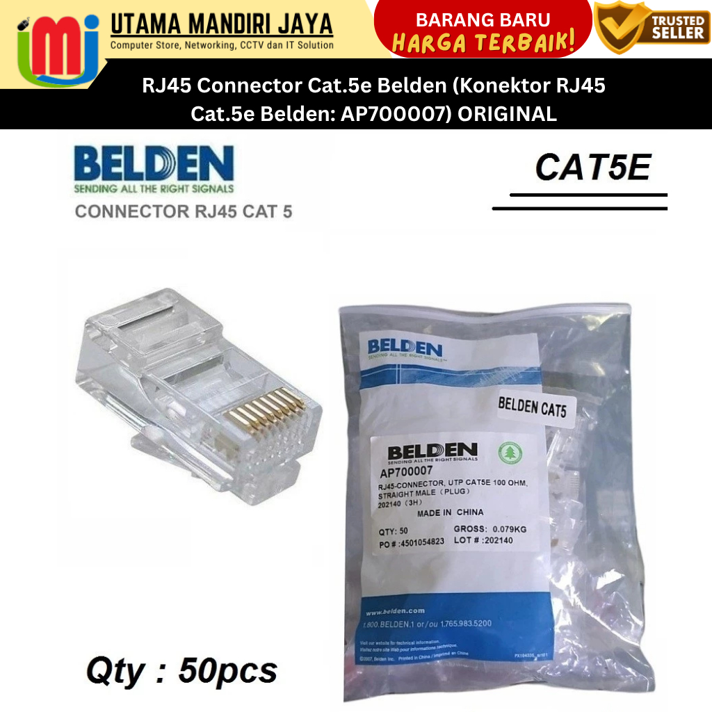Jual RJ45 Connector Cat.5e Belden (Konektor RJ45 Cat.5e Belden ...