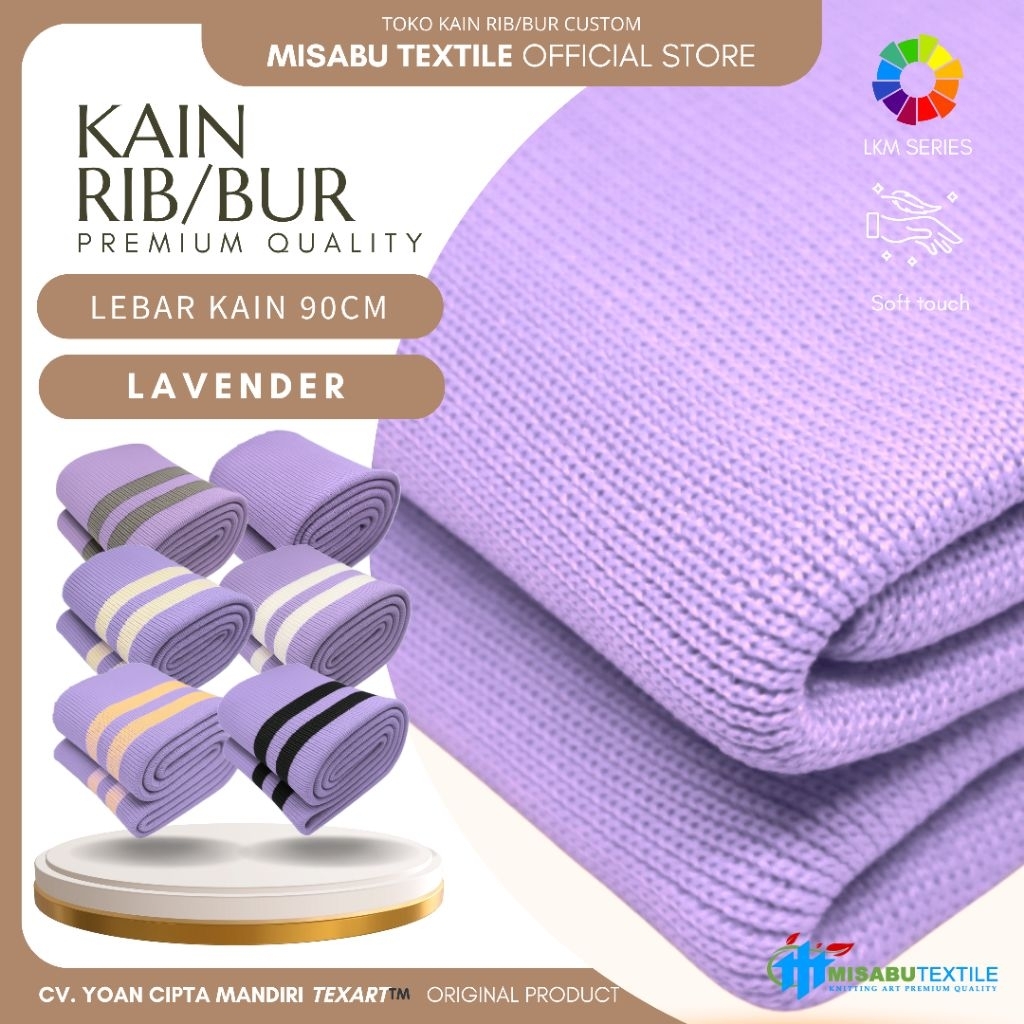 Jual Kain rib bur jaket lavender polyester untuk kerah lengan dan ...