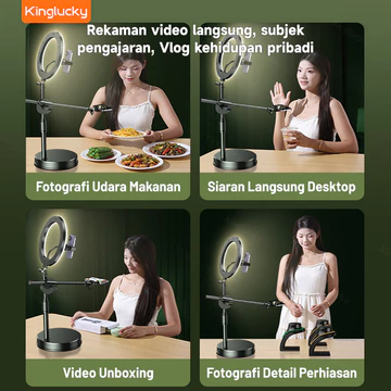 KINGLUCKY K5 Tripod Overhead Stand Hp Lampu Tripod Meja Konten Live Streaming