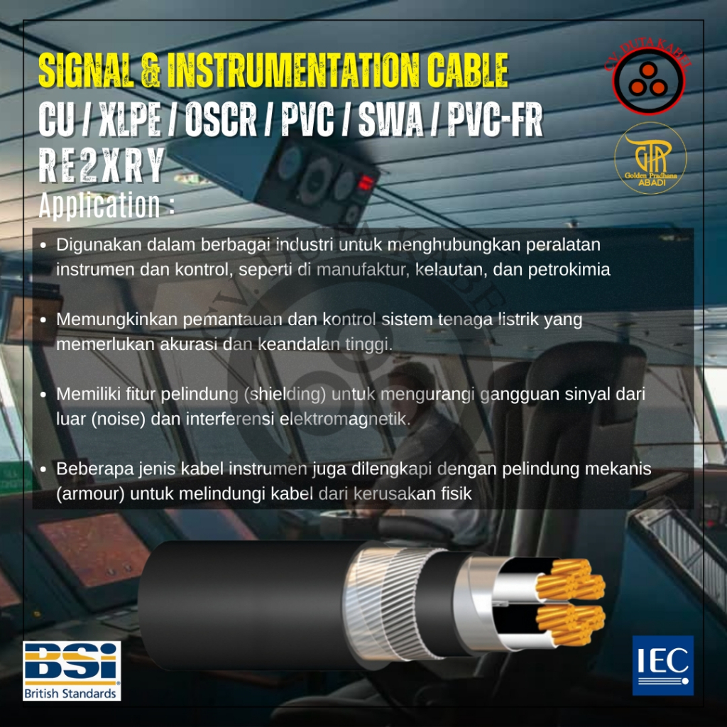Jual Kabel CU/XLPE/OSCR/PVC/SWA/PVC-FR 6x2x1,5 mm2 (6Px1,5 mm2) MERK ...
