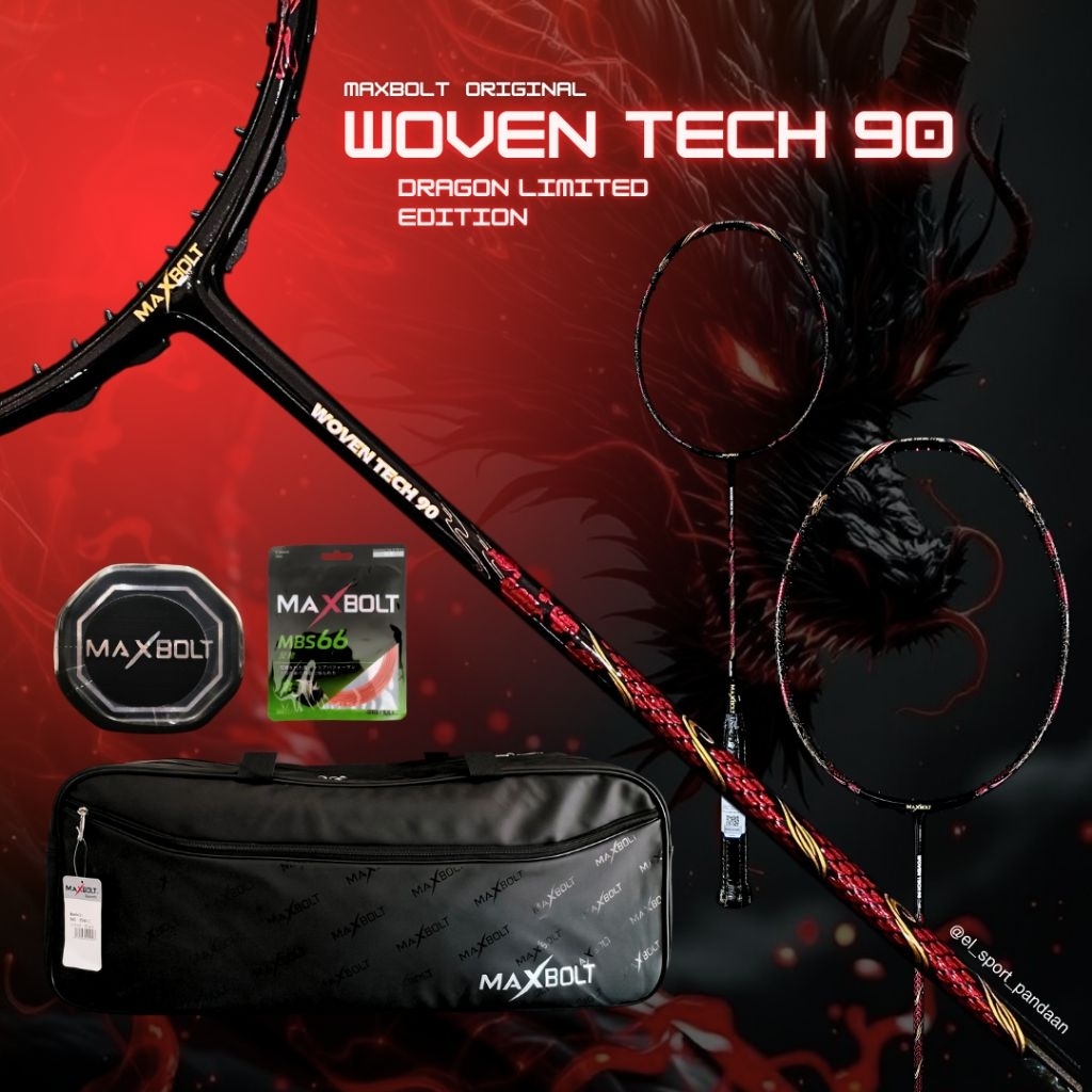 Jual RAKET BADMINTON MAXBOLT WOVEN TECH 90 DRAGON LIMITED EDITION 100% ...
