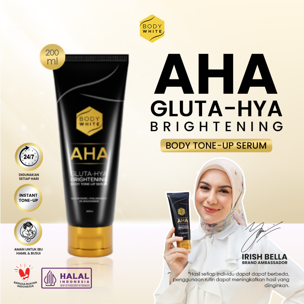 Jual Body White Aha Gluta-Hya Brightening Body Tone-Up Serum 200ml ...
