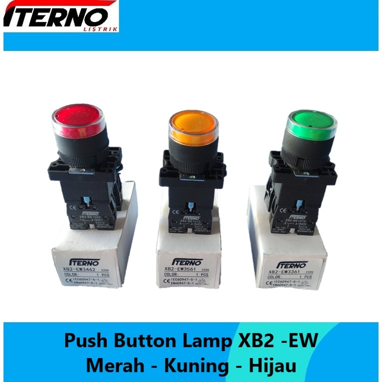 Jual Push Button Lamp LED 22mm XB2-EW3561 1NO Kuning Iterno | Shopee ...