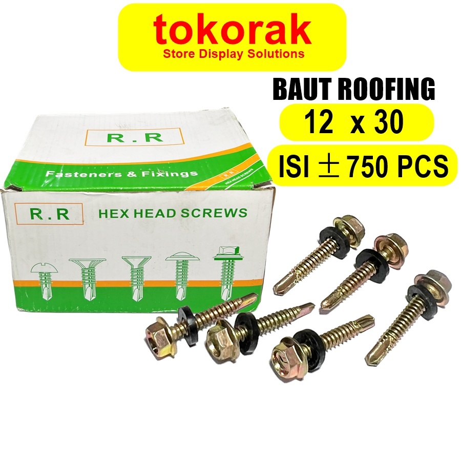 Jual BAUT ROOFING KUNING 12 X 30 MM RR SEKRUP ROOFING SKRUP BAJA RINGAN ...